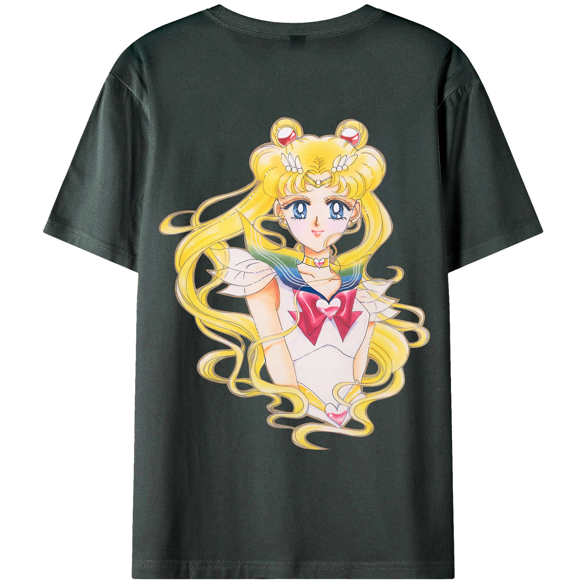 （画像用） 美少女戦士セーラームーン 月野 うさぎ つきの うさぎ Sailor Moon Tsukino Usagi 綿100％ メンズ半袖Tシャツ（バックプリント） 通気性